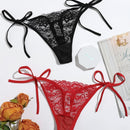 Conjunto De Tanga De Encaje Floral Con 2 Paquetes Y Lazos Laterales