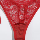 Conjunto De Tanga De Encaje Floral Con 2 Paquetes Y Lazos Laterales