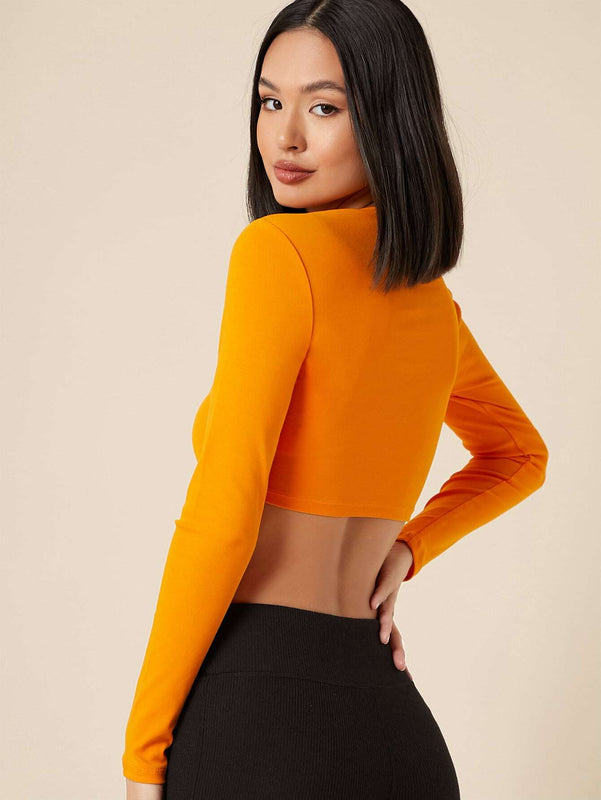 BASICS Top crop algodon neon naranja