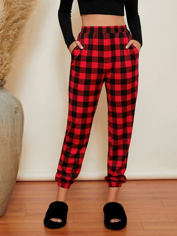 Pantalones De Dos Tonos De Cuadros Para Mujer
