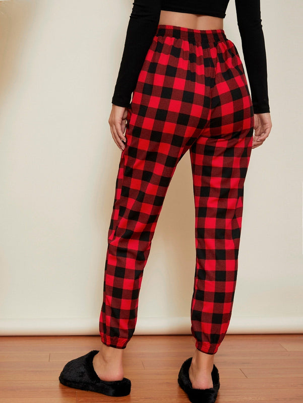 Pantalones De Dos Tonos De Cuadros Para Mujer