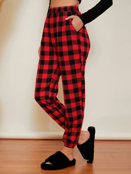 Pantalones De Dos Tonos De Cuadros Para Mujer