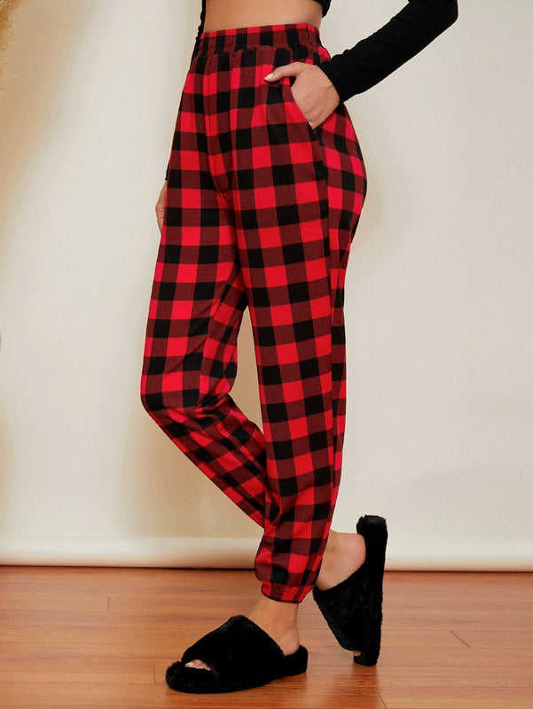 Pantalones De Dos Tonos De Cuadros Para Mujer