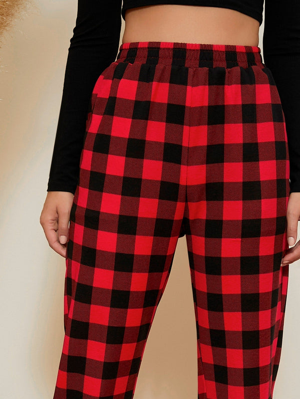 Pantalones De Dos Tonos De Cuadros Para Mujer