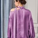 Unity Camisa de rayas de hombros asimetricos de cuello con cordon