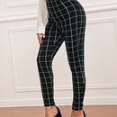 Pantalones ajustados de cuadros de cintura alta