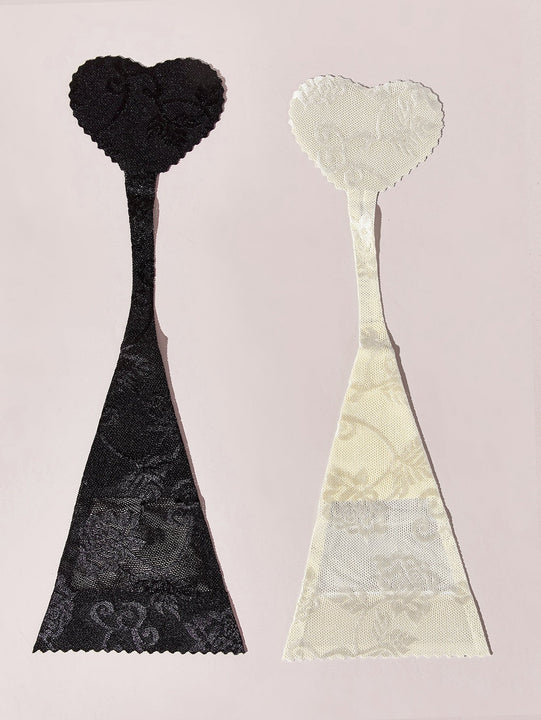 2 piezas Conjunto tanga de cuerda C en forma de corazon con encaje