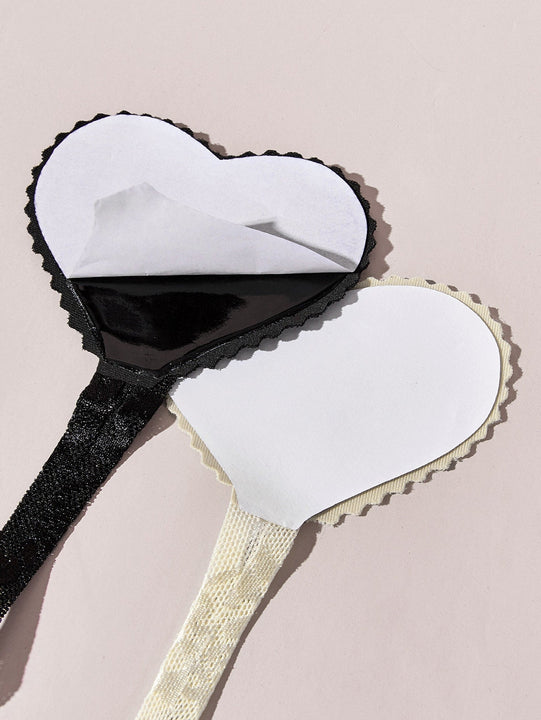 2 piezas Conjunto tanga de cuerda C en forma de corazon con encaje