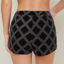 SXY Shorts de terciopelo con diamante de imitacion