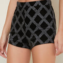 SXY Shorts de terciopelo con diamante de imitacion
