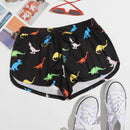 EZwear Shorts con estampado de dinosaurio de cintura con nudo