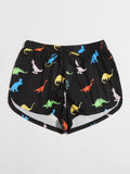 EZwear Shorts con estampado de dinosaurio de cintura con nudo