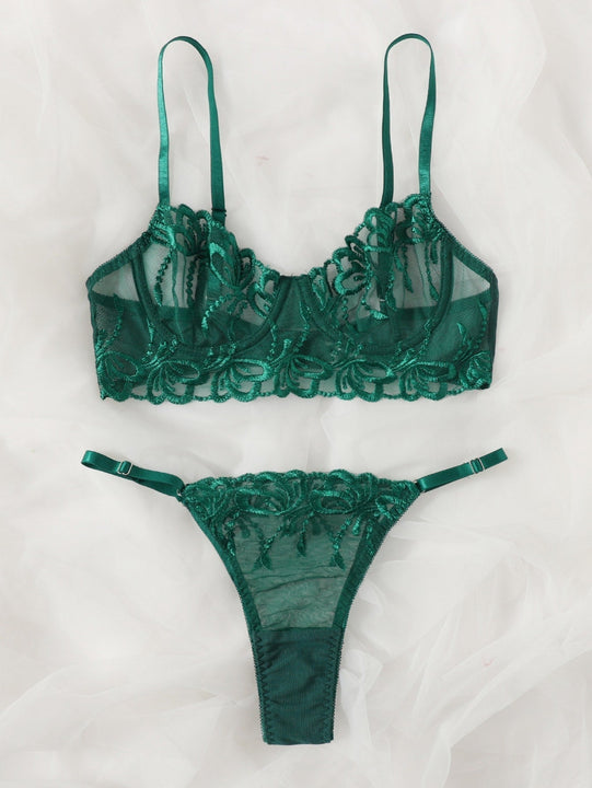 Set de lenceria con aro con malla con bordado