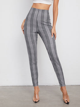 Prive Pantalones A Cuadros Con Cintura Elastica