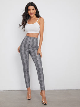 Prive Pantalones A Cuadros Con Cintura Elastica