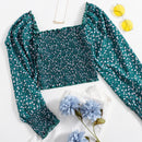 VCAY Blusa Cosecha Fruncida Con Flores Pequenas