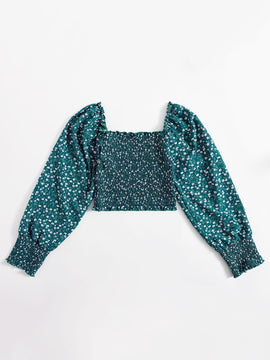 VCAY Blusa Cosecha Fruncida Con Flores Pequenas