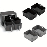2 Piezas de Bandejas Reutilizables para Freidora de Aire con Asas - Antiadherentes y Resistentes al Calor, Aptos para Lavavajillas, Ideales para Navidad, Halloween, Pascua y Acción de Gracias, Utensilios de Cocina Multifuncionales, Diseño Estriado, Mango