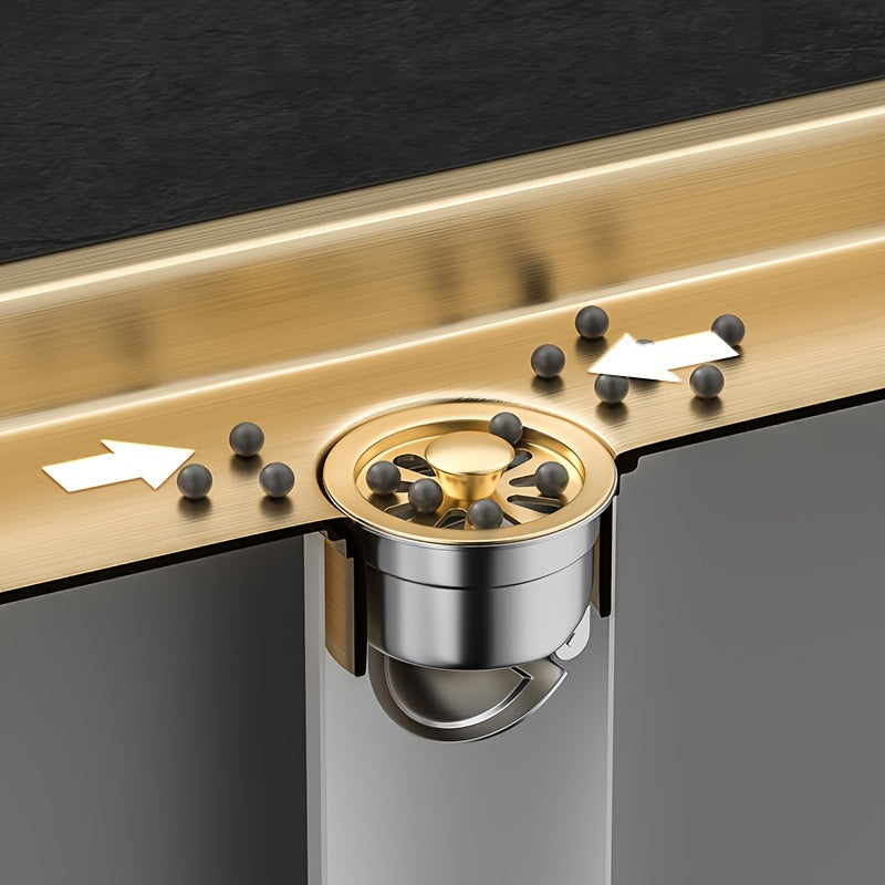 Desagüe Rectangular de Acero Inoxidable, Desagüe de Piso Rectangular Extendido de Acero Inoxidable con Acabado Dorado - Resistente a Olores para Baño