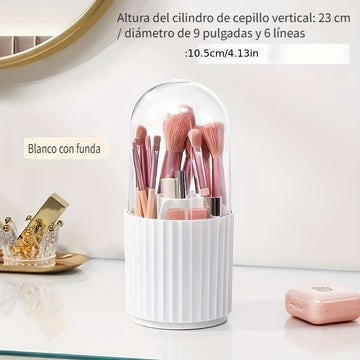 Organizador de Maquillaje Giratorio 360° con Tapa Transparente - Caja de Almacenamiento Espaciosa, Base Estable para Hogar, Salón o Oficina - Construcción Duradera en Plástico, Elegante Diseño, Robusta y Ideal para Aficionados del Belleza