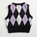 EZwear Chaleco de punto con patron de rombo