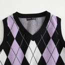 EZwear Chaleco de punto con patron de rombo