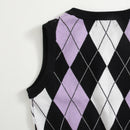 EZwear Chaleco de punto con patron de rombo