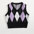 EZwear Chaleco de punto con patron de rombo