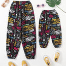 EZwear Pantalones conicos con estampado de letra y dibujo