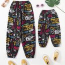 EZwear Pantalones conicos con estampado de letra y dibujo