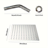 Rociador de Ducha Cuadrado de Acero Inoxidable de 8 Pulgadas de Lujo - Montado en la Pared, Diseño Elegante con Múltiples Chorros de Agua para una Experiencia de Ducha Refrescante, Instalación Fácil, Accesorios de Ducha