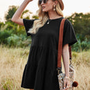 VCAY Vestido smock manga enrollada bajo con fruncido