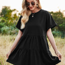 VCAY Vestido smock manga enrollada bajo con fruncido