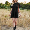 VCAY Vestido smock manga enrollada bajo con fruncido