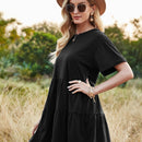 VCAY Vestido smock manga enrollada bajo con fruncido