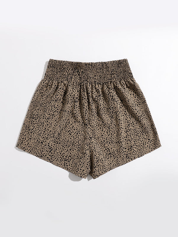 VCAY Shorts de lunares de cintura fruncido