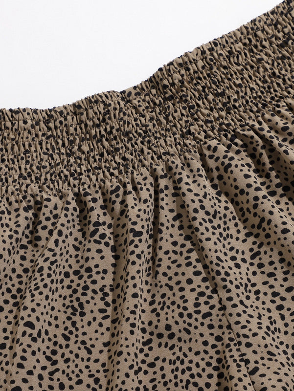 VCAY Shorts de lunares de cintura fruncido