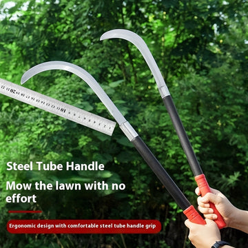 Guadaña plegable con hoja dentada de acero al carbono y mango de plástico negro ergonómico - Herramienta manual de mano para jardinería, camping, paisajismo, uso al aire libre, herramienta de jardín, mango resistente, filo cortante afilado