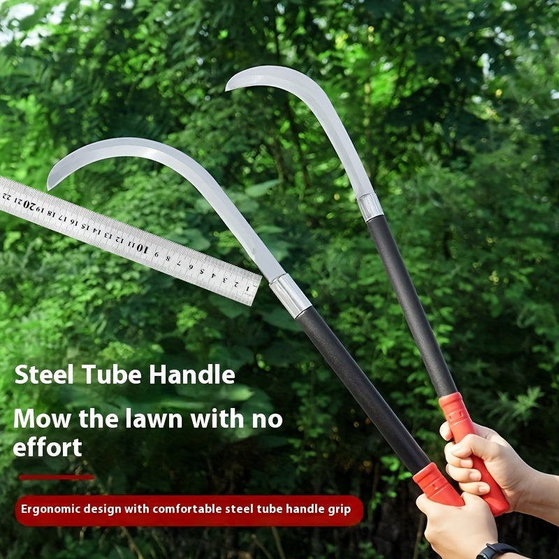 Guadaña plegable con hoja dentada de acero al carbono y mango de plástico negro ergonómico - Herramienta manual de mano para jardinería, camping, paisajismo, uso al aire libre, herramienta de jardín, mango resistente, filo cortante afilado