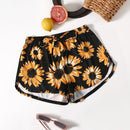WYWH Shorts con cordon delantero con estampado de girasol