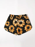 WYWH Shorts con cordon delantero con estampado de girasol