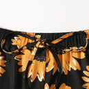 WYWH Shorts con cordon delantero con estampado de girasol