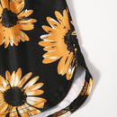 WYWH Shorts con cordon delantero con estampado de girasol