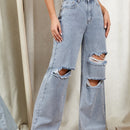 EZwear Jeans con cremallera con diseno de desgarro de pierna ancha
