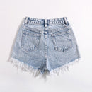Shorts mezclilla bajo crudo