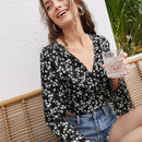 VCAY Top de manga con volante floral