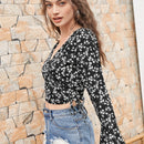 VCAY Top de manga con volante floral