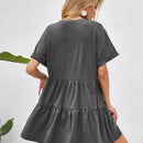 VCAY Vestido smock manga enrollada bajo con fruncido