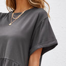 VCAY Vestido smock manga enrollada bajo con fruncido