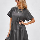 VCAY Vestido smock manga enrollada bajo con fruncido
